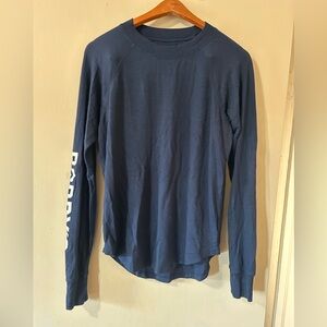 Barry's x Splits59 Pullover Shirt Sz Small Navy Blue Soft Long Sleeve Round Hem